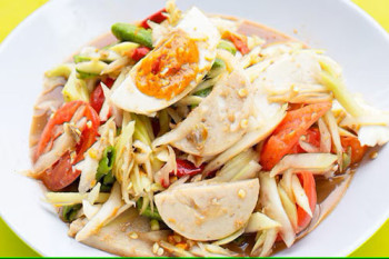 PORK SAUSAGE SALAD WITH SALTED EGG