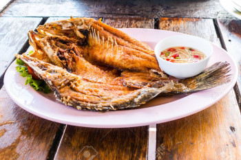 Deep Fried Seabass with Fish Sauce